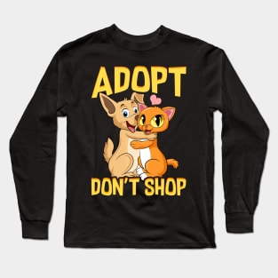 Adopt Don't Shop Cute Cat & Dog Rescue Adoption Long Sleeve T-Shirt